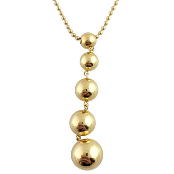 Tiffany & Co 18K Yellow Gold Graduated Bead Drop Pendant Necklace #14791 - Picture 3 of 6